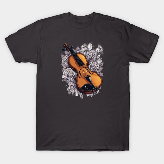 Beautiful violin with roses T-Shirt by Edgi